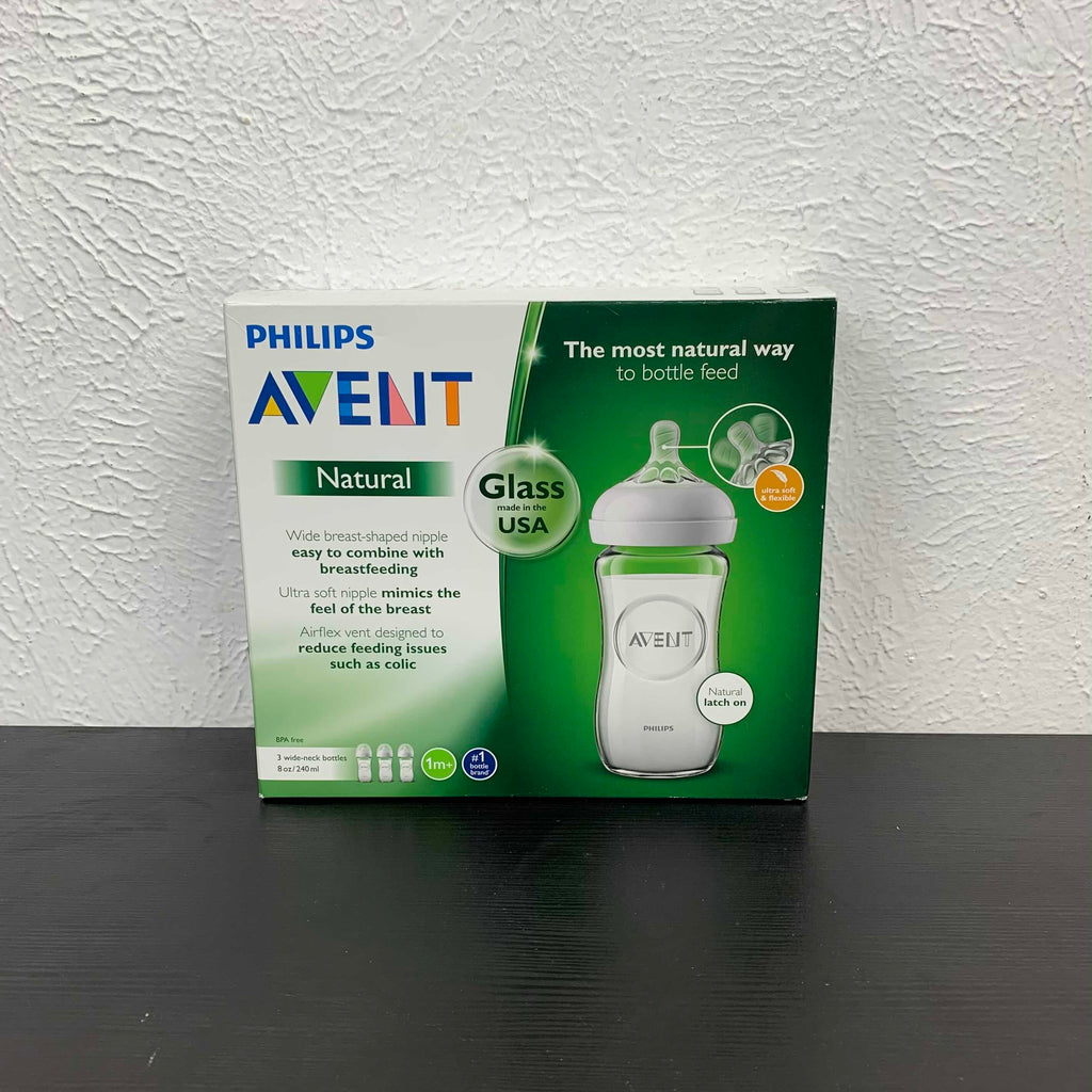 Philips Avent Natural Glass Baby Bottles, 8oz, 3Pack