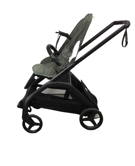 secondhand Bugaboo Dragonfly Bassinet and Seat Stroller, 2023, Black, Forest Green, Forest Green