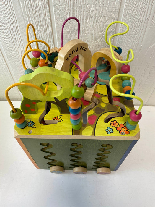 used B. Toys Zany Zoo Wooden Activity Cube