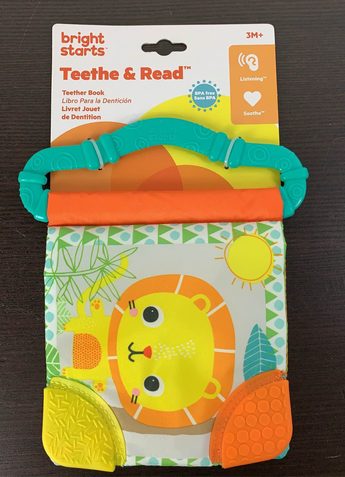 Bright Starts Teethe & Read - Livret Jouet Sensoriel Animaux En Tissu Avec Textures Pour Bébé Dès 3 Mois
