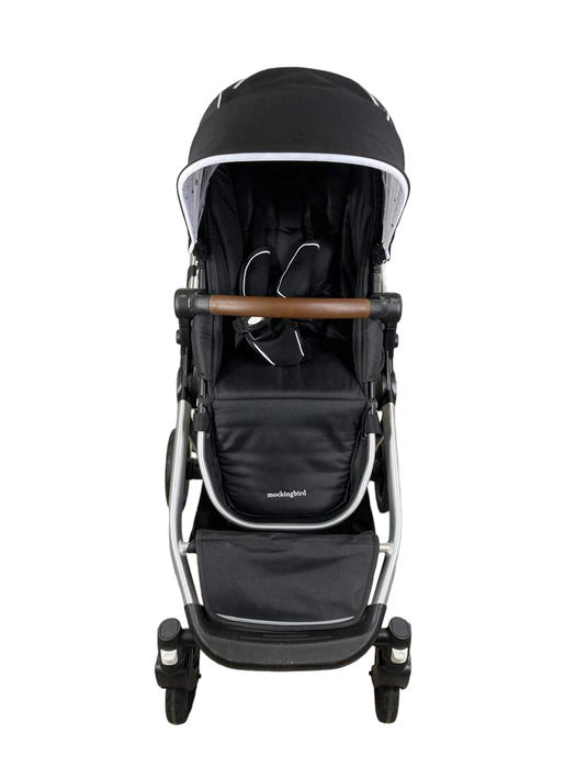 secondhand Mockingbird Single to Double Stroller, 2022, Silver with Penny Leather, Black , Watercolor Drops