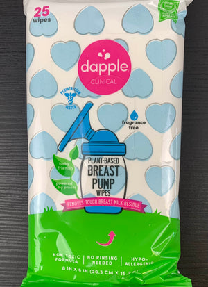 Breast Pump Wipes by Dapple Baby, 25 Count, Fragrance Free, Plant