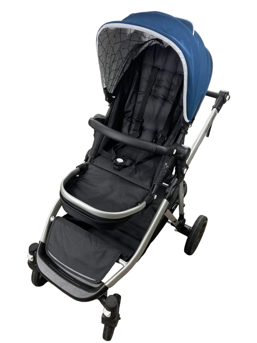 used Mockingbird Single to Double Stroller, 2022, Silver with Black Leather, Windowpane, Sea