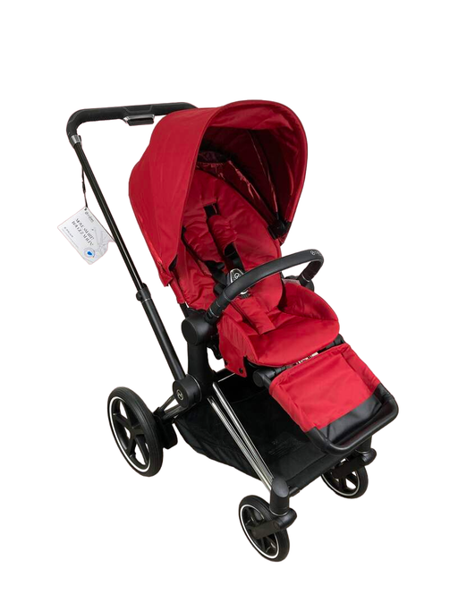 used Cybex E-PRIAM Electric Stroller, 2019, Chrome With Black Details, True Red