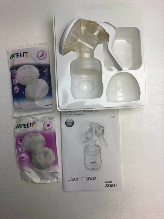 secondhand Philips Avent Comfort Manual Breast Pump, With Nenesupply collection bottles