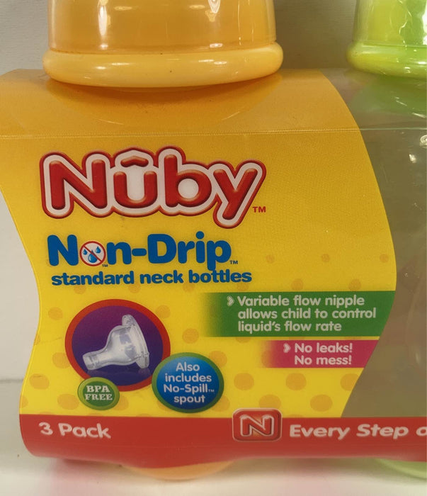 used Nuby 3-Pack Non-Drip Standard Neck Bottles