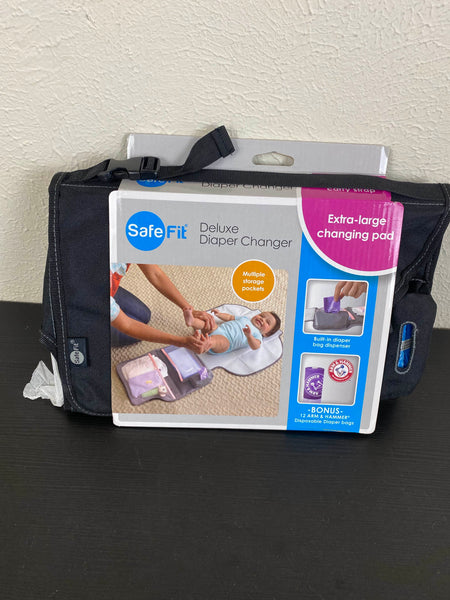 Safe Fit Deluxe Diaper Changer Built-in Disposable Bag Dispenser Gray/Teal  60