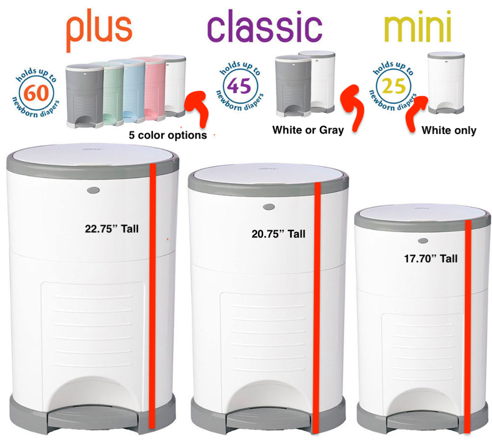 Diaper Dekor Mini Diaper Pail, Grey