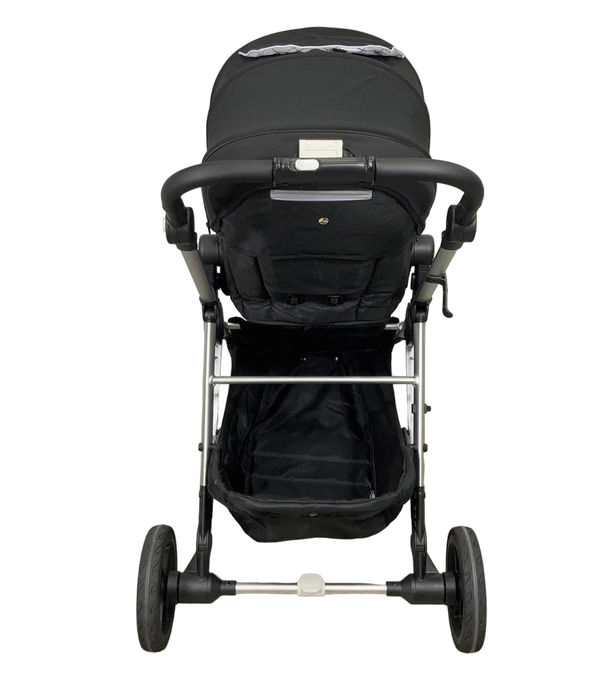 Mockingbird Single Stroller, 2022, Black, Windowpane, Silver With Black Leather