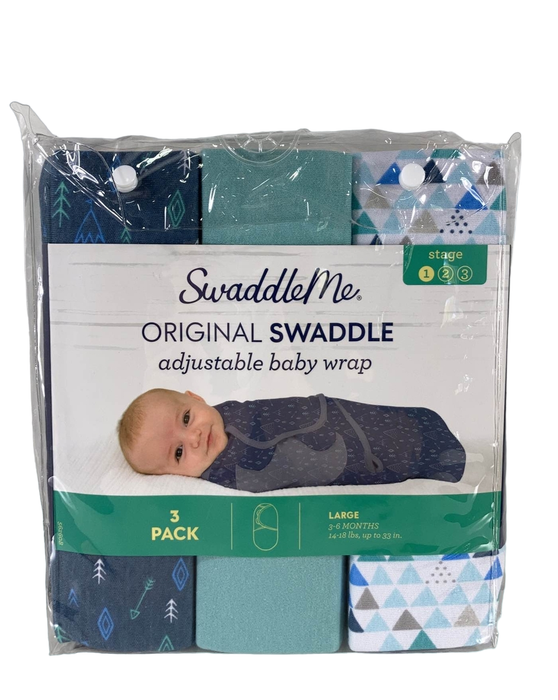 used Summer Infant SwaddleMe Original Swaddle Wrap With Easy Change 3pk, 3-6 months