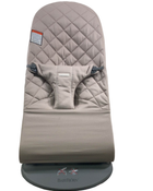 used BabyBjorn Bouncer Bliss, Dark Gray Frame, Sand Gray Cotton Classic Quilt