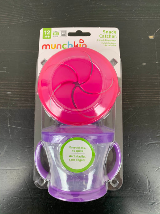 used Munchkin Snack Catcher, 2 pack Pink/Purple