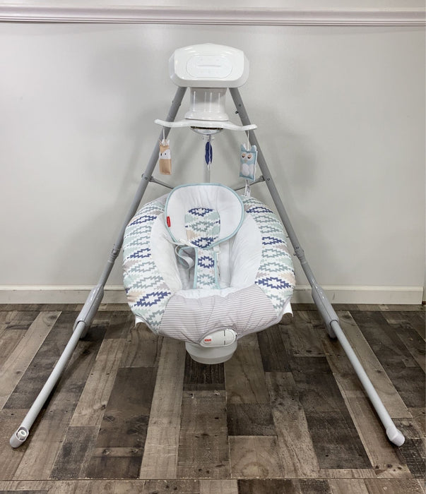 used Fisher Price 2-in-1 Deluxe Cradle 'n Swing, Woodsy Wonders