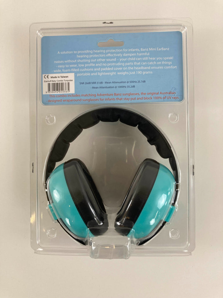 Baby Banz Earmuffs & Sunglasses Combo - Hearing Protection For Kids, NRR 33.8dB, Ages 6 Months & Up