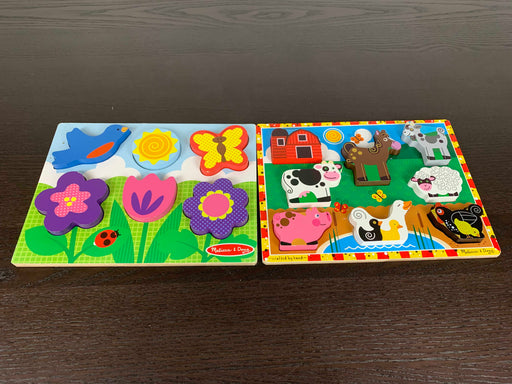 used BUNDLE Melissa & Doug Wooden Puzzles, Farm animals and springtime 