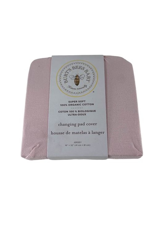 used Burt's Bees Baby Changing Pad Cover, Organic Cotton Jersey, light pink