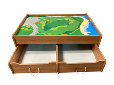 secondhand KidKraft Train Table With Trundle Drawers