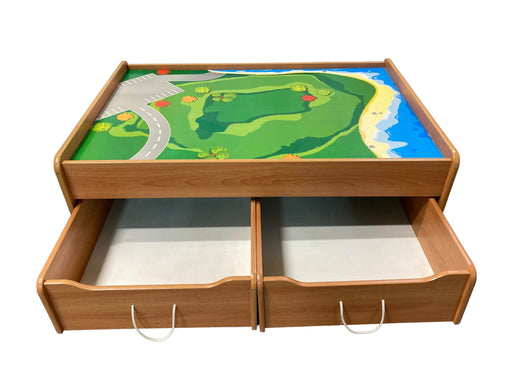 secondhand KidKraft Train Table With Trundle Drawers