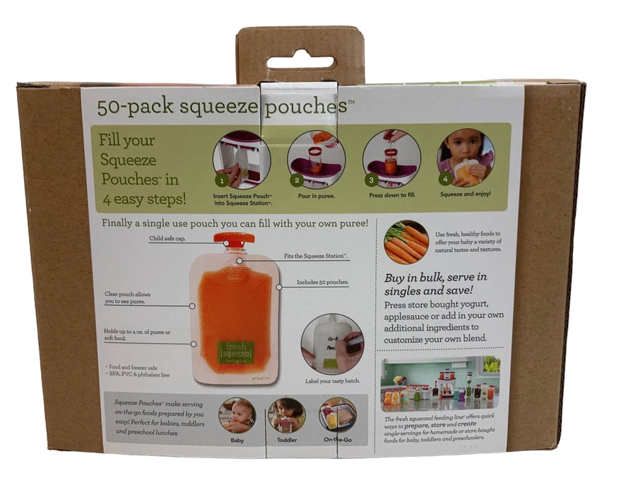 secondhand Infantino Squeeze Pouches, 4 fl oz., 50 count
