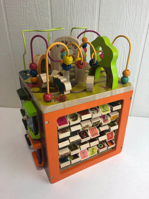 used B. Toys Zany Zoo Wooden Activity Cube