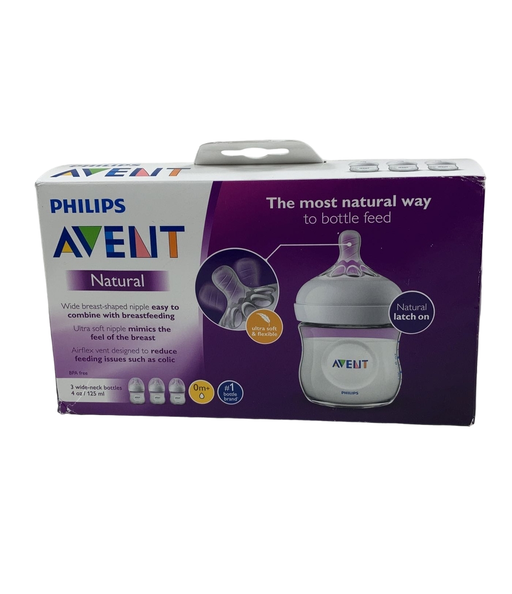 used Philips Avent Natural Baby Bottle, 4oz, 3pk