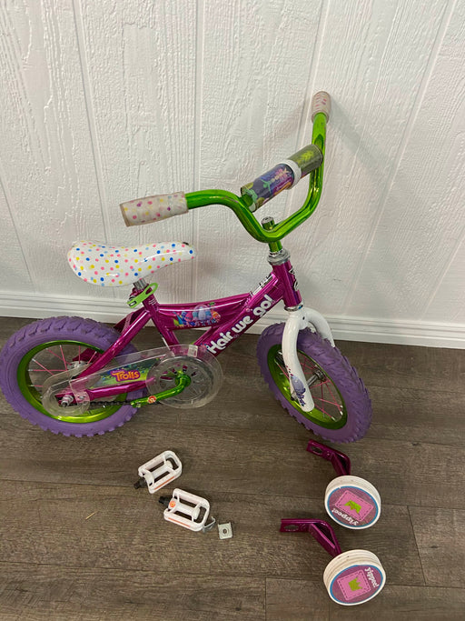 secondhand Dynacraft 12” Girls Bike With Training Wheels, Dreamworks Trolls