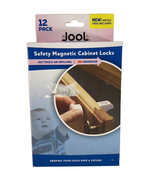 Magnetic Cabinet & Drawer Locks Adhesives, No Tools/Screws, Easy Installation Tool, Child Proof, Jool Baby (12-Pack)