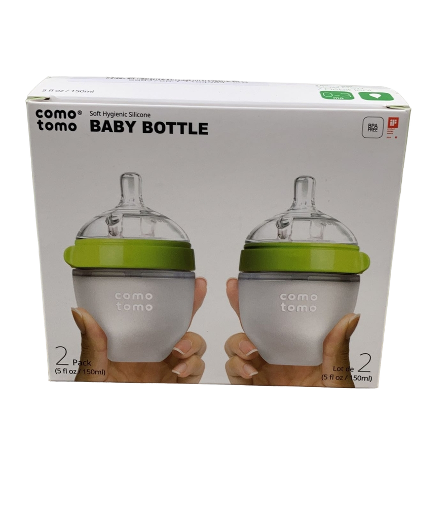 Comotomo Bottles, 2 Pack, 5oz, Green