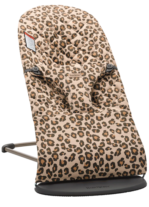 BabyBjorn Bouncer Bliss, Beige/Leopard Cotton Classic Quilt, Dark Gray Frame