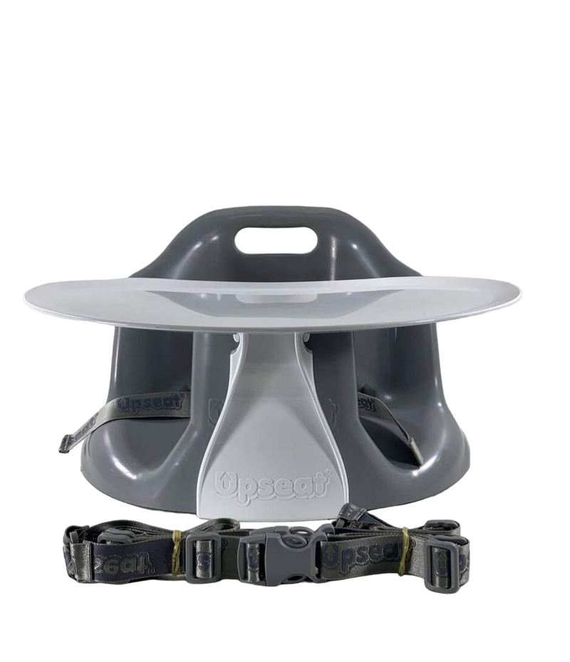 Upseat Baby Floor Chair and Booster Seat with Tray, Grey