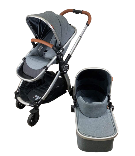 secondhand Mompush Ultimate 2 Baby Stroller, Grey with Silver Frame