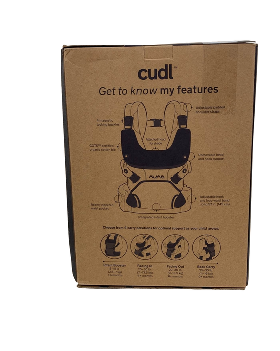 secondhand Nuna Cudl Baby Carrier, Softened Shadow