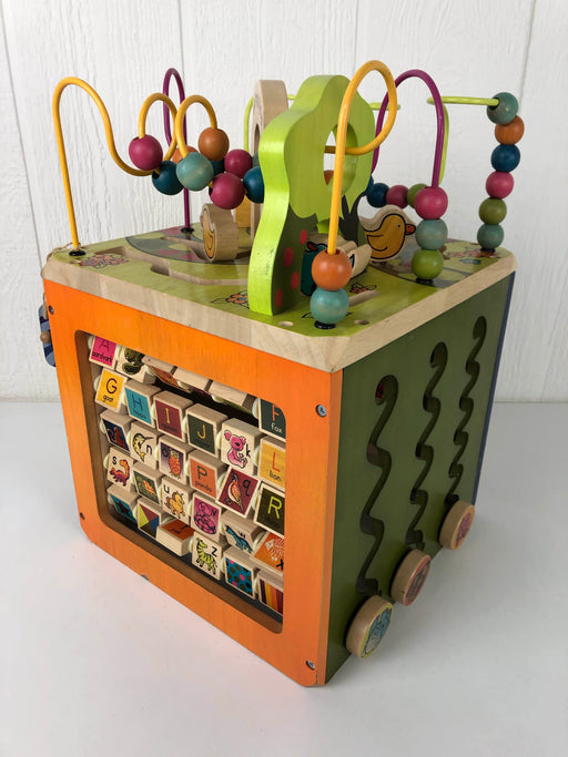 used B. Toys Zany Zoo Wooden Activity Cube