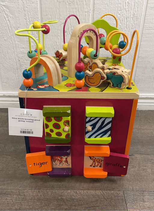 used B. toys Zany Zoo Wooden Activity Cube