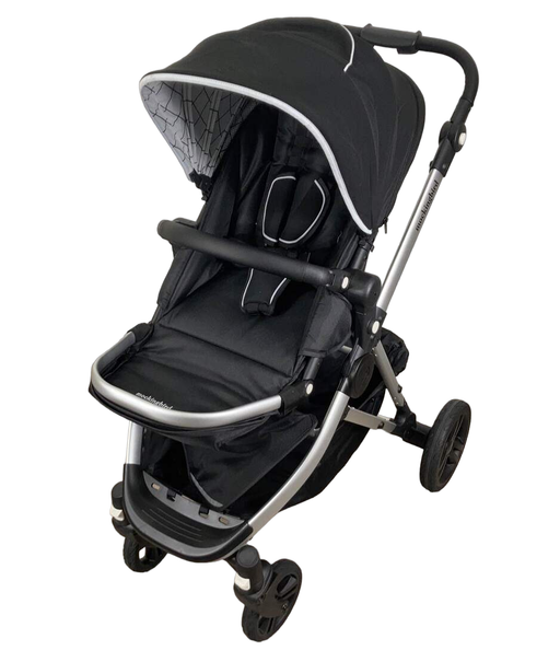 used Mockingbird Single Stroller, 2023, Black, Windowpane, Silver With Black Leather