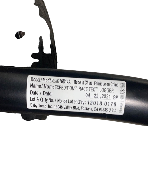 secondhand Baby Trend Expedition Race Tec Jogging Stroller, 2021, Ultra Black