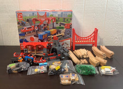 used Hape Wooden Busy City Train Rail Set