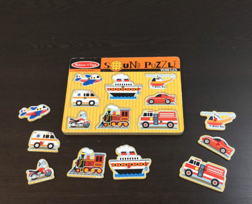 secondhand Melissa & Doug Sound Puzzle, Vehicles