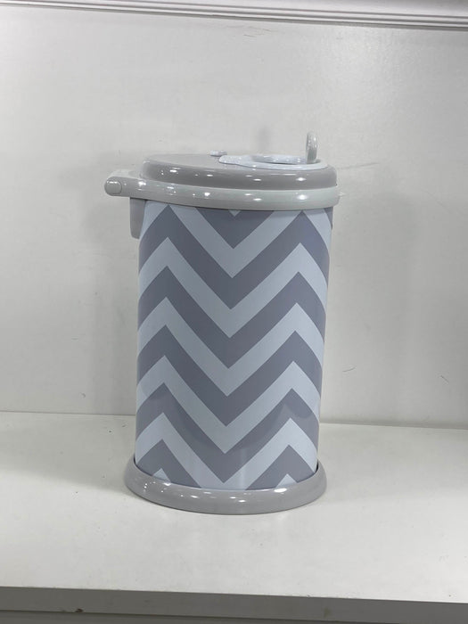 used Ubbi Diaper Pail, Grey Chevron