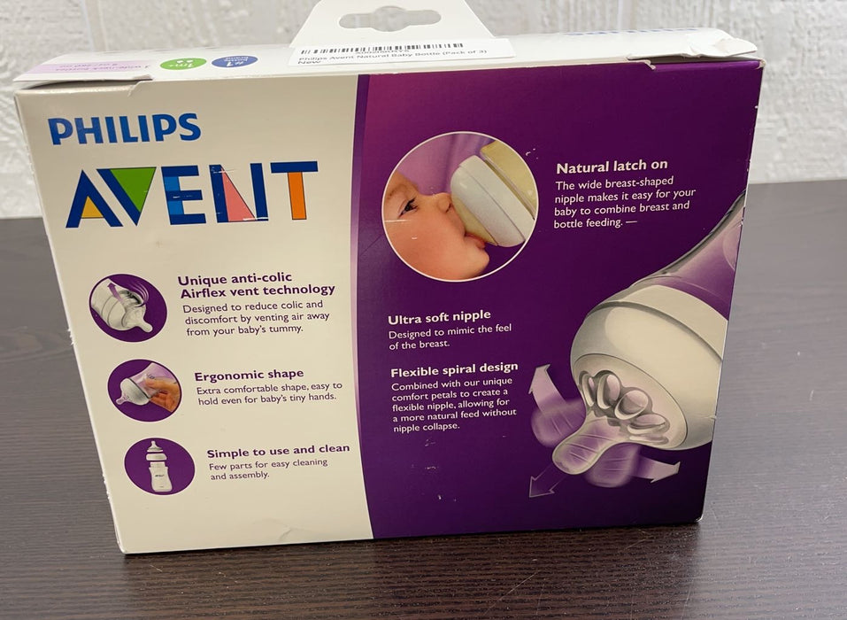 secondhand Philips Avent Natural Bottle, 9 oz, 3 Pack