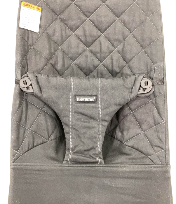 BabyBjorn Bouncer Bliss, Dark Gray Frame, Black Cotton Classic Quilt