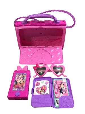 Disney Junior Minnie Happy Helpers Bag Set, 9 Piece Pretend Play Purse with Li