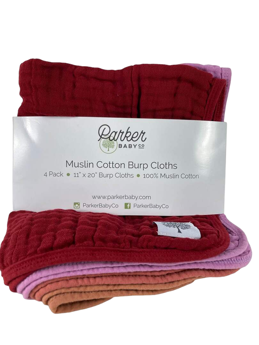 used Parker Baby Co. Muslin Cotton Burp Cloths, 4 Pack, Rose