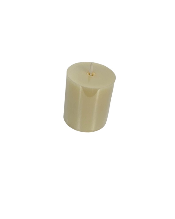 used Pottery Barn Premium Flameless Pillar Candle, 4”x4.5” Ivory