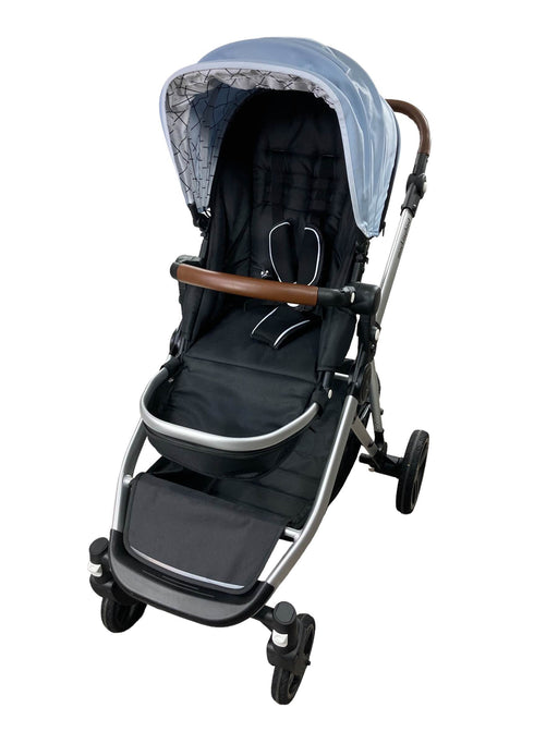 used Mockingbird Single to Double Stroller, 2022, Silver with Penny Leather, Windowpane, Sky