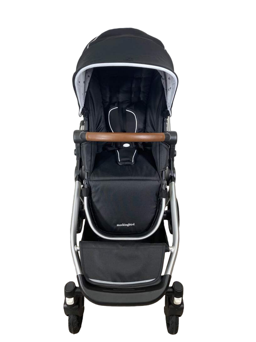 used Mockingbird Single to Double Stroller, 2023, Silver with Penny Leather, Black , Watercolor Drops