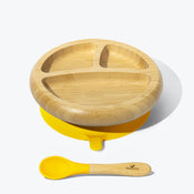 used Avanchy Bamboo Suction Baby Plate and Spoon, Yellow