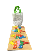 used Colorful Wooden Puzzle, 4pack