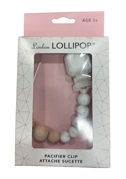 used LouLou Lollipop Pacifier Clip, Colour Pop, Marble Grey