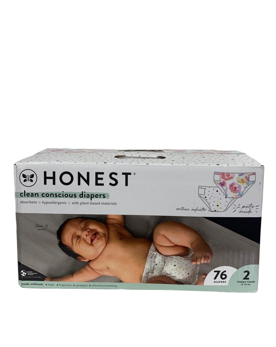 used Honest Company Club Box Diapers, Size 2, 76 Count, Young At Heart + Rose Blossom